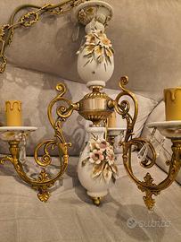 lampadario di porcellana di Capodimonte 