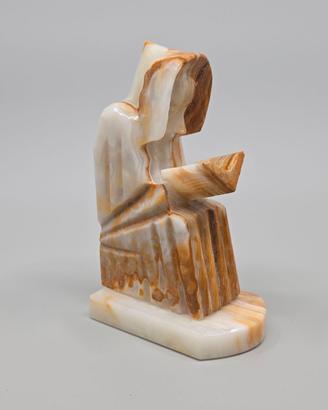 Scultura Di Santo Monaco Onice Striato Epoca '900