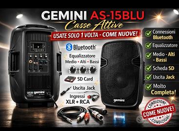 i🎵 Cassa Attiva Gemini AS-15BLU – Come Nuove