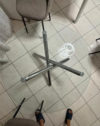Tavolo rotondo vetro 110 cm base cromata
