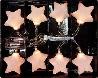 Luci di Natale Stelle Bianche LED a pila anni '80