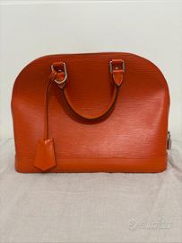 Borsa Louis Vuitton Alma PM in pelle Epi arancione