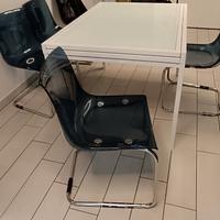 Tavolo allungabile vetro e acciaio + 6 sedie 