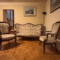 Divano e due poltrone d'epoca antiquariato vintage