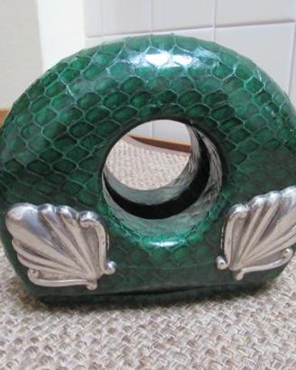 Porta carte  in rettile e argento 800