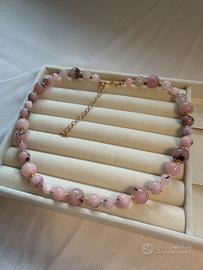 Collana girocollo in diaspro rosa