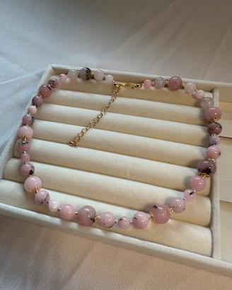 Collana girocollo in diaspro rosa