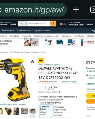 NUOVO DEWALT AVVITATORE CARTONGESSO 18V ORIGINALE 