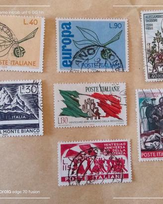 7 francobolli italiani usati del 1965