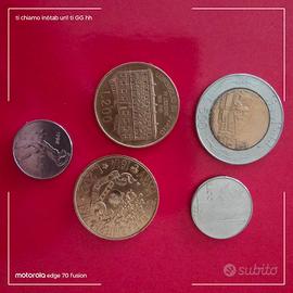 5 monete in lire italiane 1990/91/93