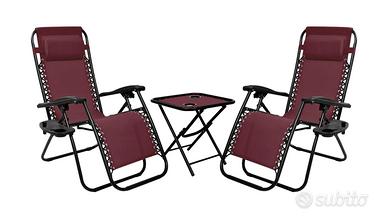 Set 2 Pezzi Sdraio + Tavolino da esterno