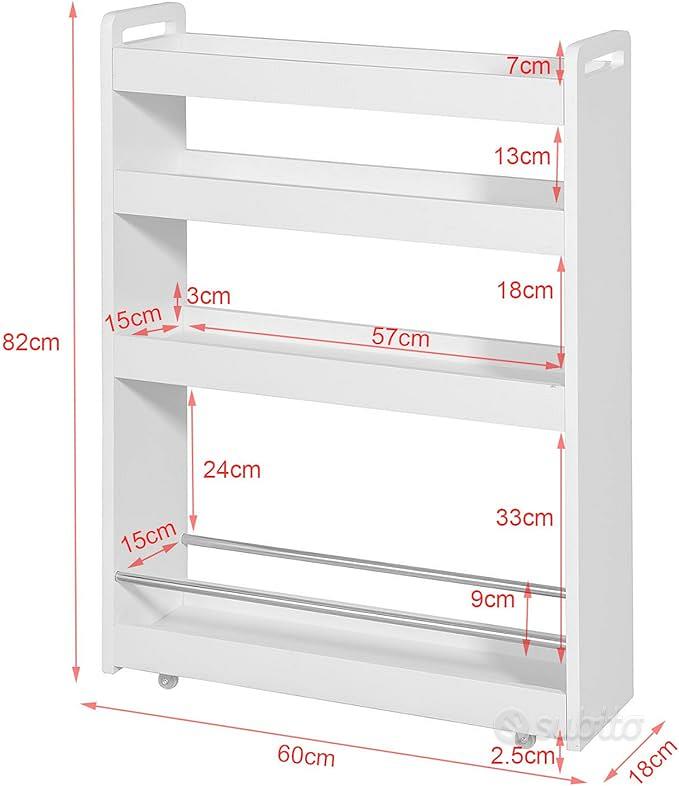 SoBuy Carrellino Salvaspazio Carrello Cucina Organizzatore Bagno Mobiletto  Bagno Salvaspazio Legno BZR46-N