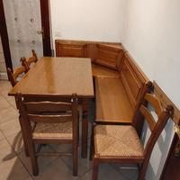 Tavolo allungabile 4 Sedie e Panca ad angolo legno
