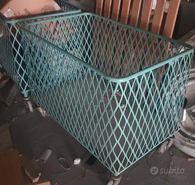 Carrello cesto rete metallo con ruote 120x80