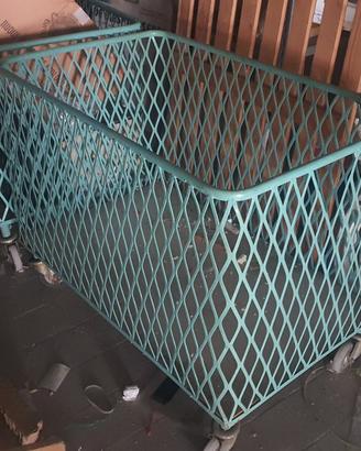 Carrello cesto rete metallo con ruote 120x80