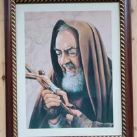 Quadro cornice in legno con immagine di Padre Pio