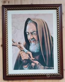 Quadro cornice in legno con immagine di Padre Pio