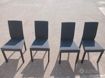 Set 4 sedie da pranzo in tessuto grigio
