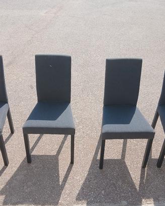 Set 4 sedie da pranzo in tessuto grigio