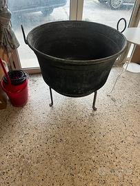 ANTICO CALDERONE PENTOLONE IN RAME