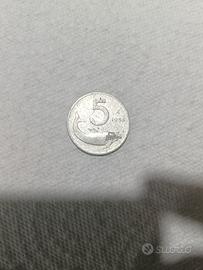 Moneta 5 Lire Delfino 1954