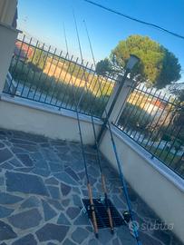 3 canne da pesca con mulinello Trote + Cavedani