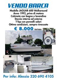 Barca semicabinata priva di motore fuoribordo