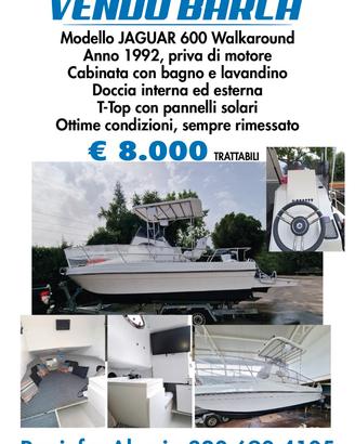 Barca semicabinata priva di motore fuoribordo