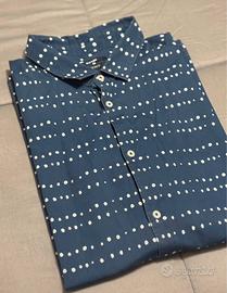 Camicia blu a pallini bianchi