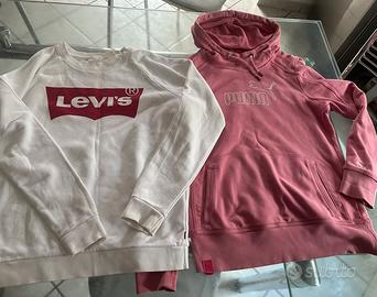 Set 2 felpe puma rosa lunga e felpa bianca levi’s