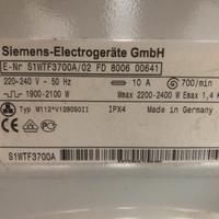 Impianto elettrico lavatrice Siemens