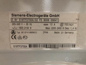Impianto elettrico lavatrice Siemens
