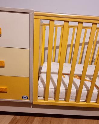 Lettino Pali con cassettiera e materasso
