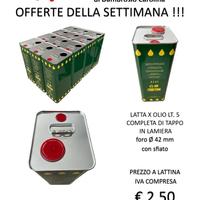 LATTA X OLIO LT. 5  COMPLETA DI TAPPO  IN LAMIERA