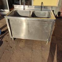 Lavello professionale doppia vasca armadiato