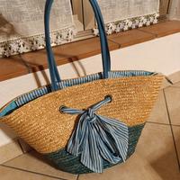 Borsa mare in paglia con fiocco blu SEGUE 