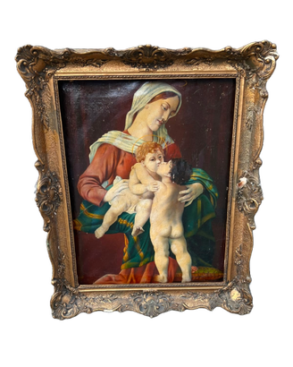 ANTICO QUADRO CON CORNICE A TEMA SACRO FINE '800