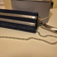 Borsetta Baguette scamosciata blu Made in Italy