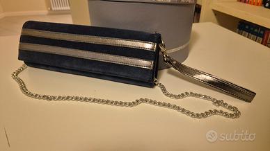 Borsetta Baguette scamosciata blu Made in Italy