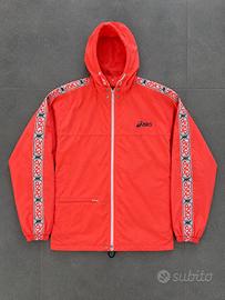 Giacca a vento vintage asics tg L corallo fluo