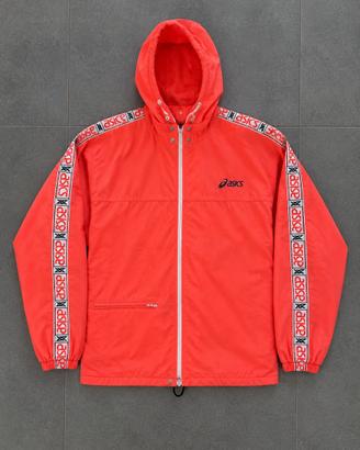 Giacca a vento vintage asics tg L corallo fluo