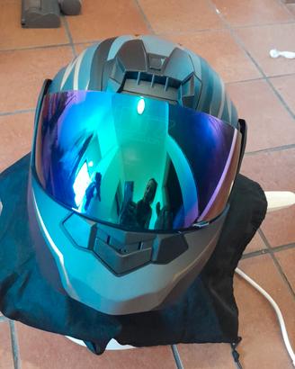 casco modulare con visiera iridium