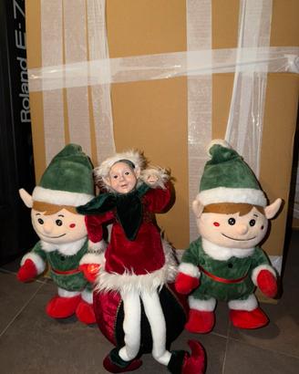 Set 3 bambole decorative Natale in tessuto