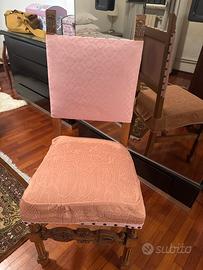 4 sedie antiche in legno massello rosa antico