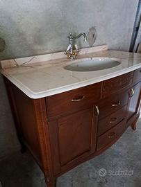 Materiale x Bagno Noce Marmo Rosa Lavandino Specch