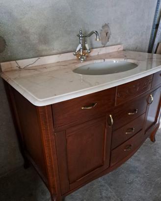 Materiale x Bagno Noce Marmo Rosa Lavandino Specch