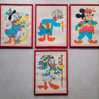 4 quadri vintage. personaggi Walt Disney 