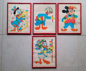 4 quadri vintage. personaggi Walt Disney 