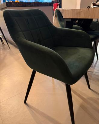 Set di Sedia/poltrona da pranzo verde petrolio