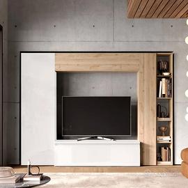 Parete 249x40x186, Bianco lucido e Cadiz